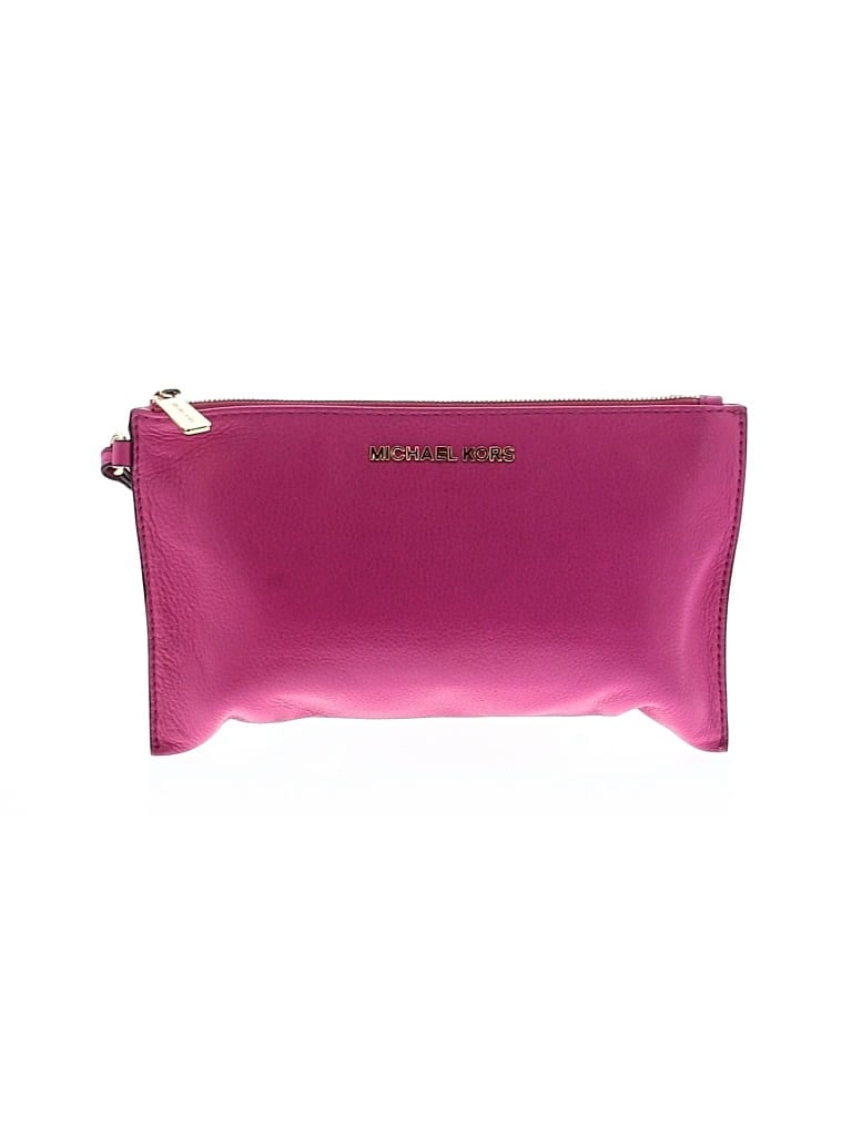 Pre-owned Michael Michael Kors Leather Wristlet In Pink