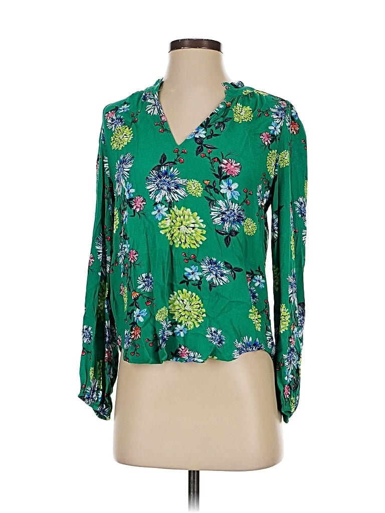 Pre-owned Ann Taylor Loft 3/4 Sleeve Blouse In Green