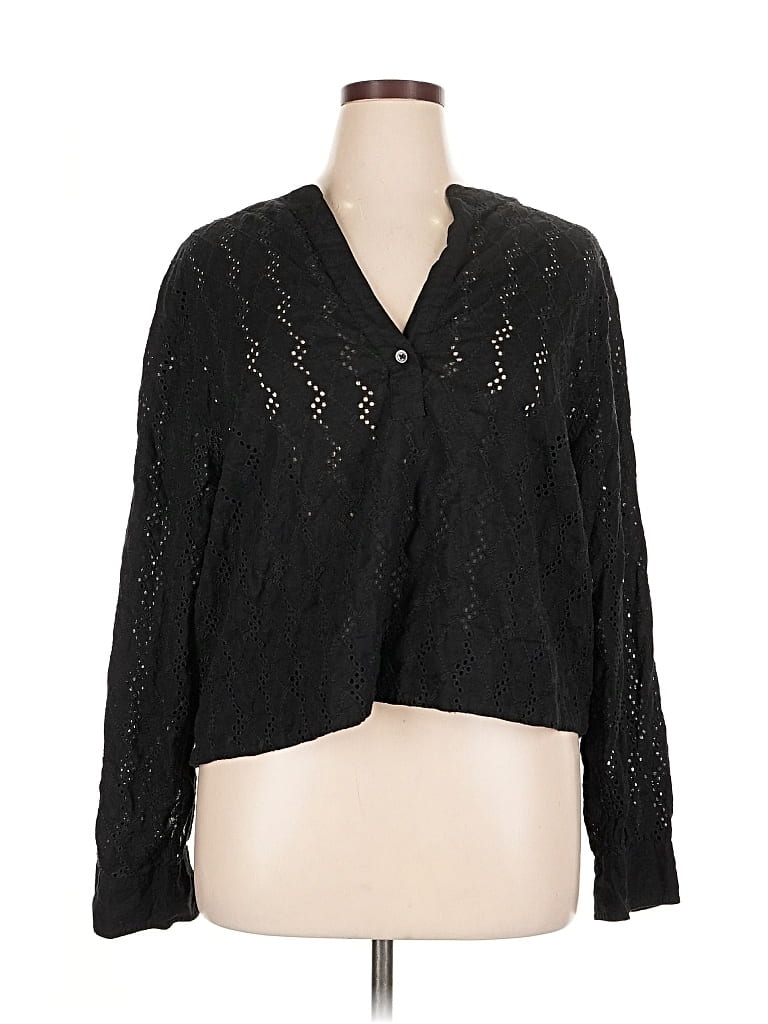 Pre-owned Madewell Long Sleeve Blouse In Black