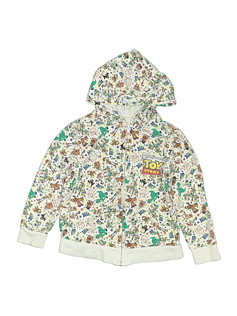 Pre-owned Disney Parks Kids' Zip Up Hoodie In White