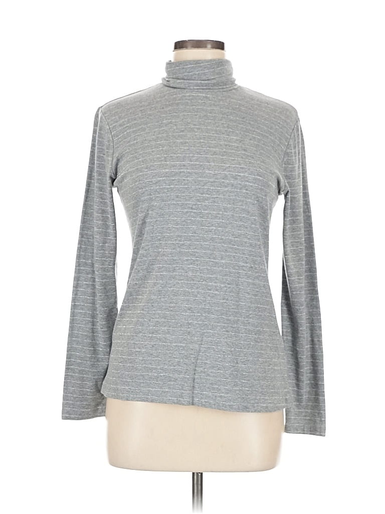 Pre-owned Time And Tru Long Sleeve Top Gray Turtleneck Tops