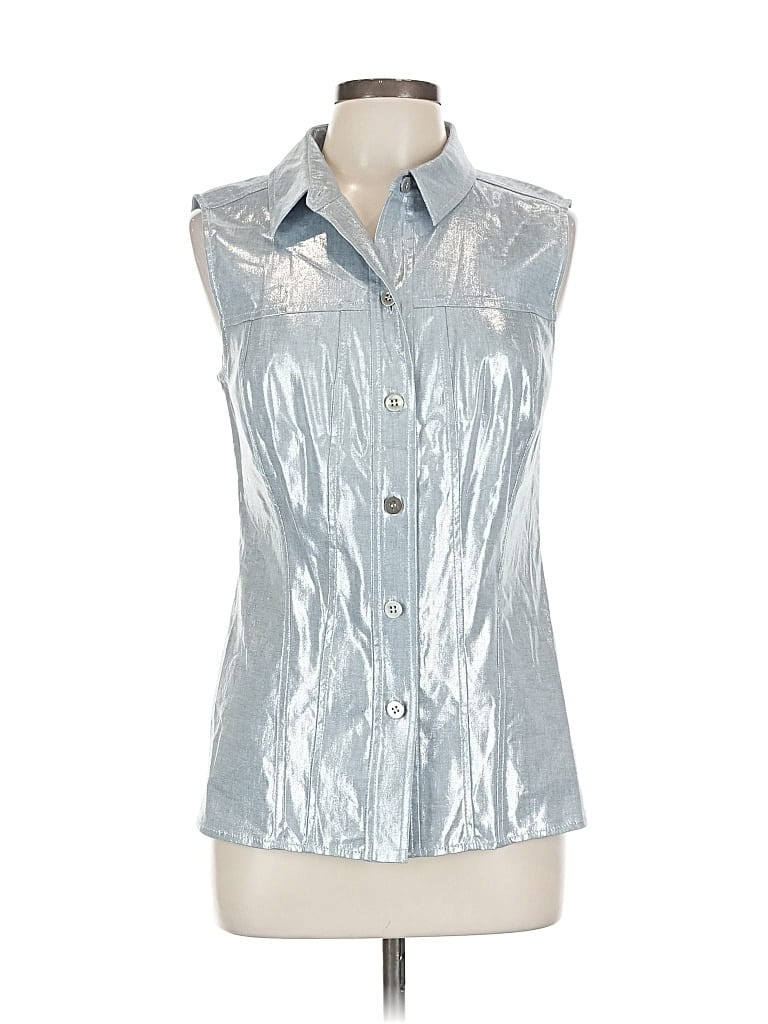 Pre-owned Worth New York Sleeveless Button Down Shirt In Silver