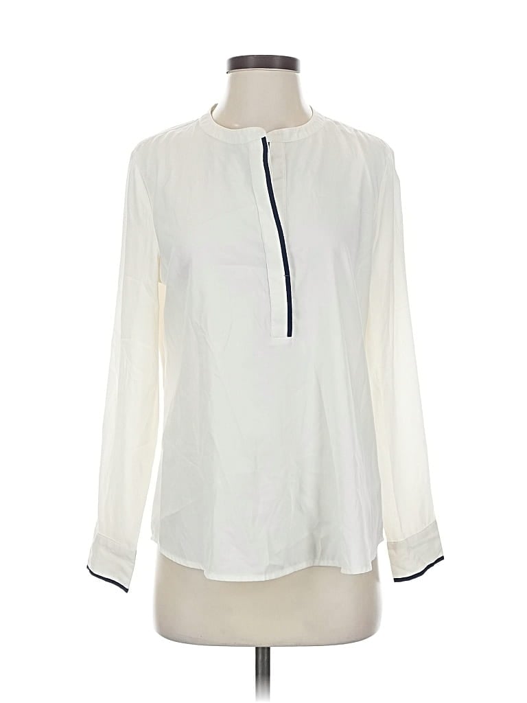 Pre-owned Banana Republic Factory Store Long Sleeve Blouse In White