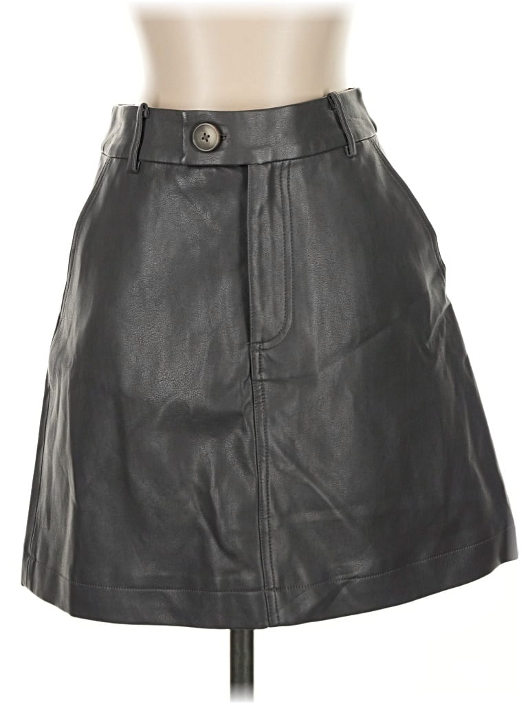 Pre-owned J.ing Faux Leather Skirt In Black