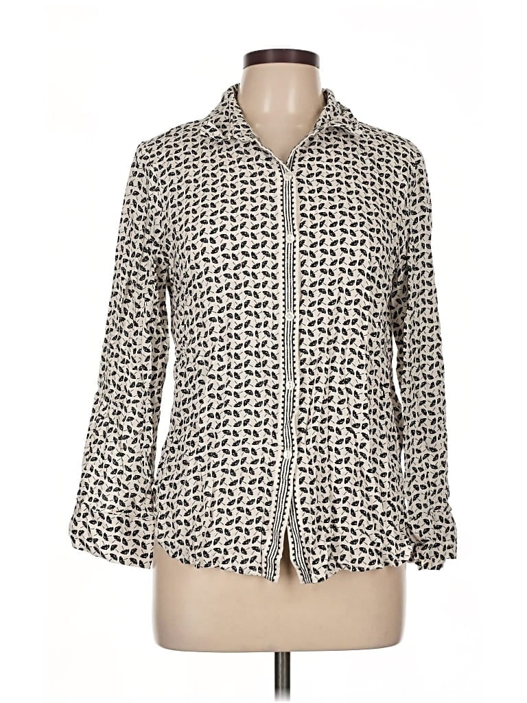 Pre-owned Max Studio 3/4 Sleeve Button Down Shirt In White
