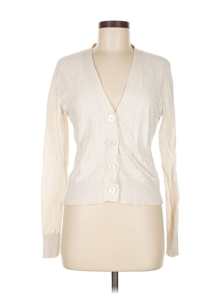 Pre-owned J.crew Factory Store Long Sleeve Top Ivory Plunge Neckline Tops In White