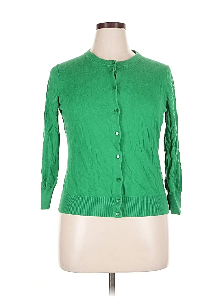 Pre-owned J.crew Factory Store Cardigan Sweater In Green