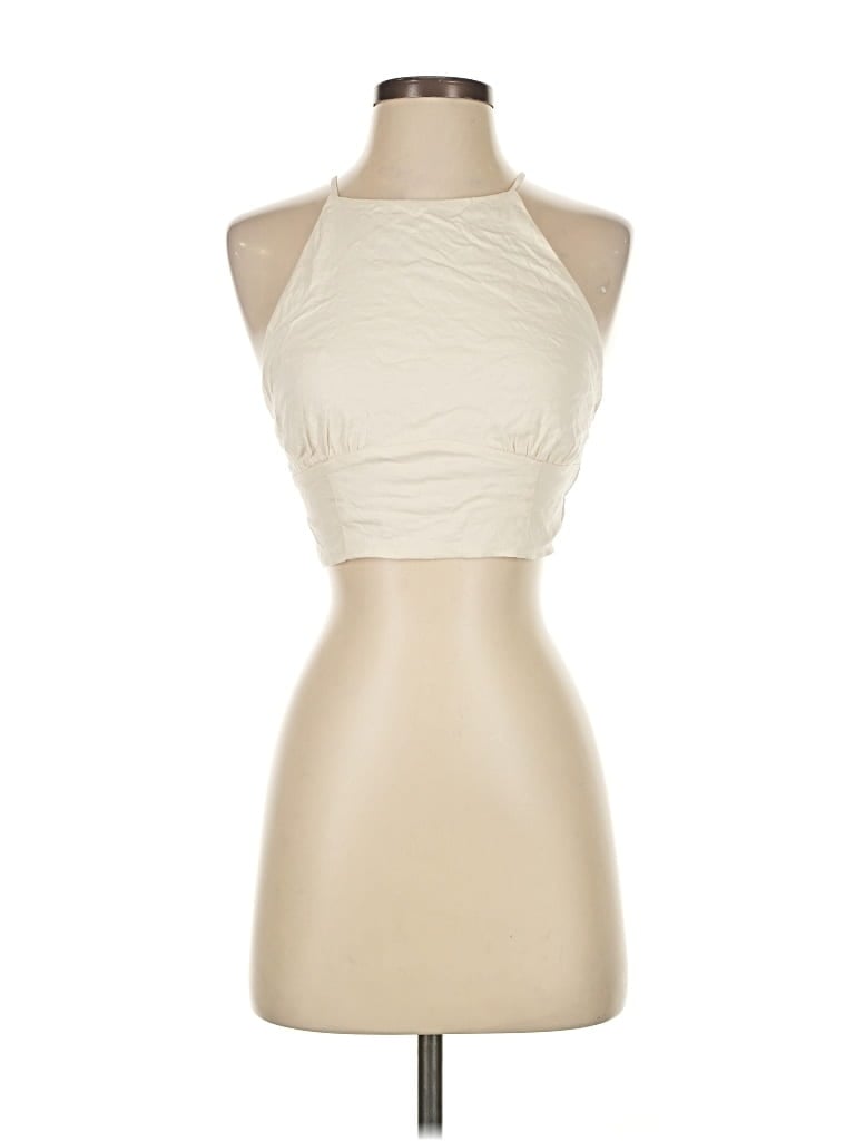 Pre-owned Zara Tank Top Ivory Halter Neckline Tops In White