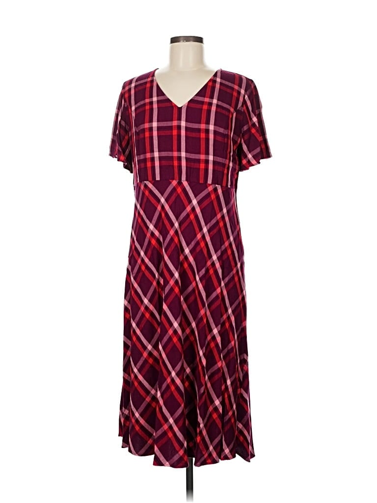 Pre-owned Jjill Casual Dress In Burgundy