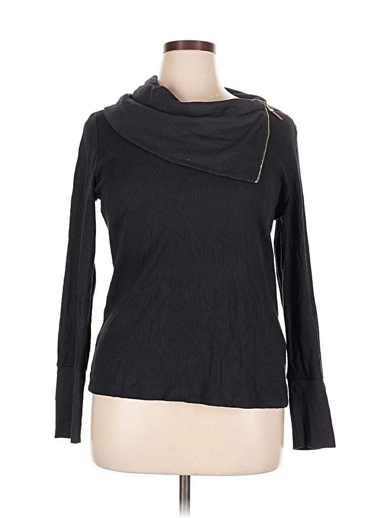 Pre-owned Tommy Hilfiger Long Sleeve Top Black Cowl Neck Tops