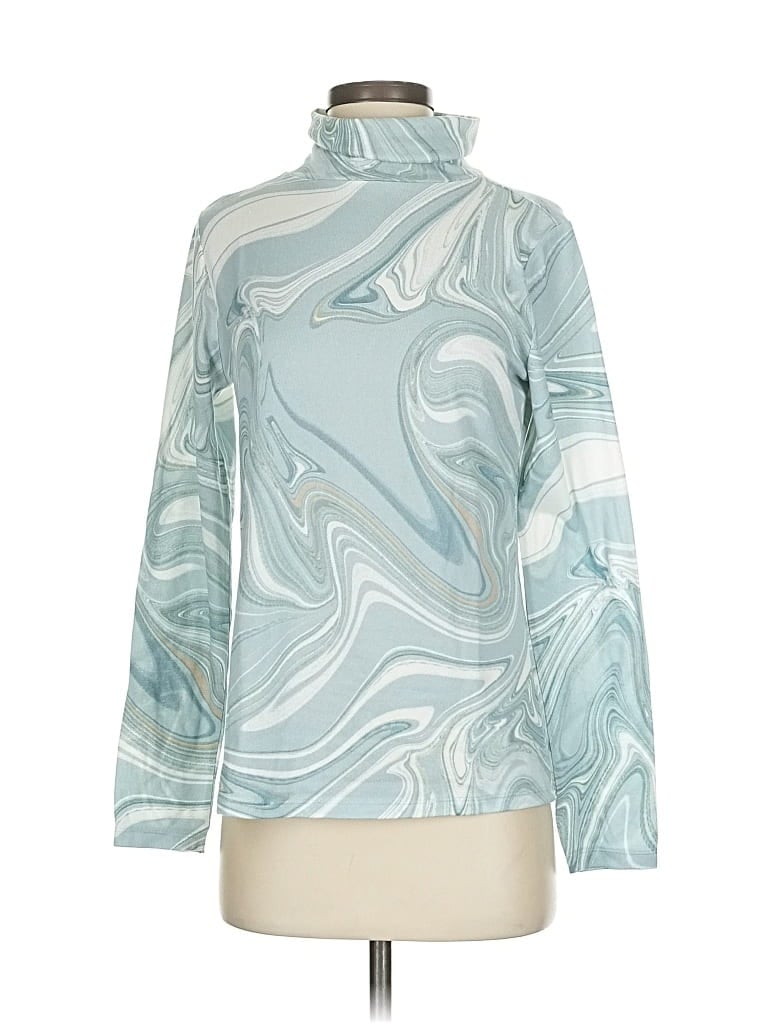 Pre-owned Ann Taylor Factory Long Sleeve Turtleneck In Blue