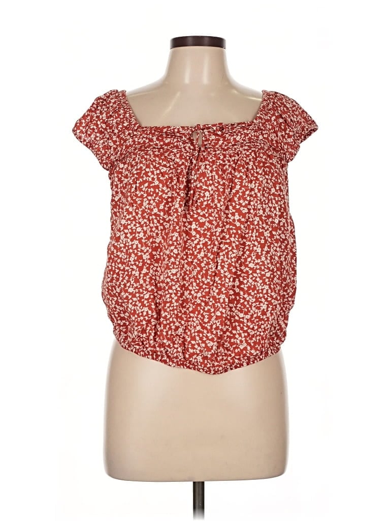 Pre-owned Old Navy Short Sleeve Blouse In Red