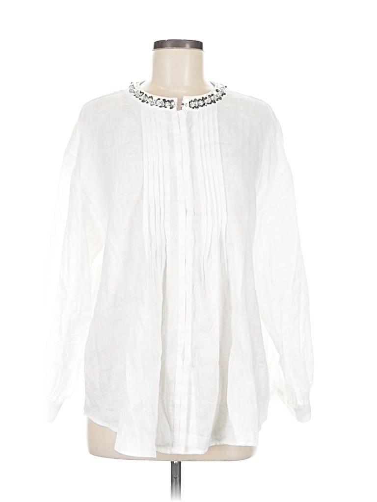 Pre-owned Unbranded 3/4 Sleeve Blouse In White