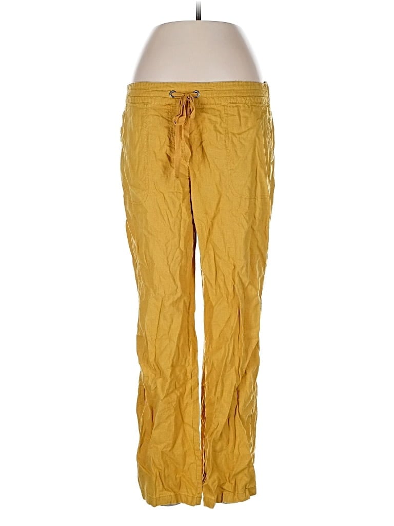 Pre-owned Per Se Linen Pants In Yellow