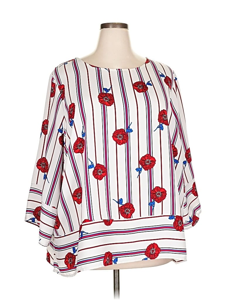 Pre-owned Liz Claiborne Career 3/4 Sleeve Blouse In White