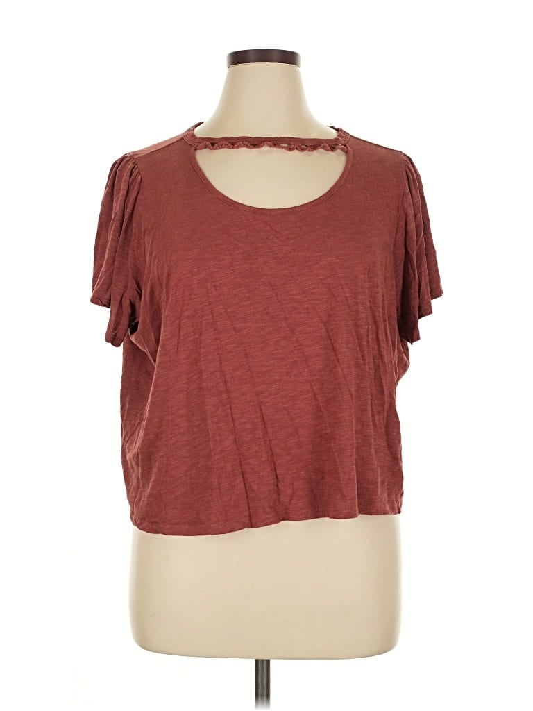 Pre-owned Democracy Short Sleeve T-shirt In Burgundy