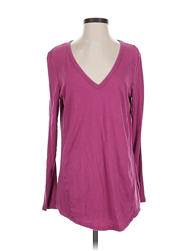Pre-owned T.la Long Sleeve Top Purple V Neck Tops
