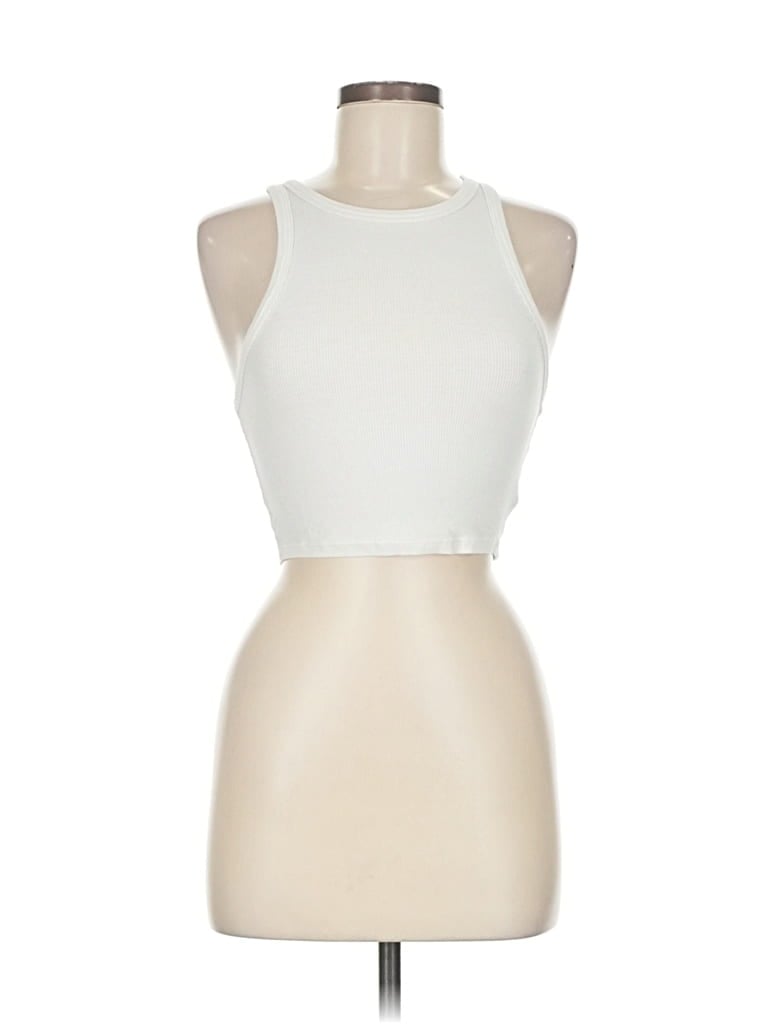 Pre-owned Zara Tank Top Ivory Halter Neckline Tops In White