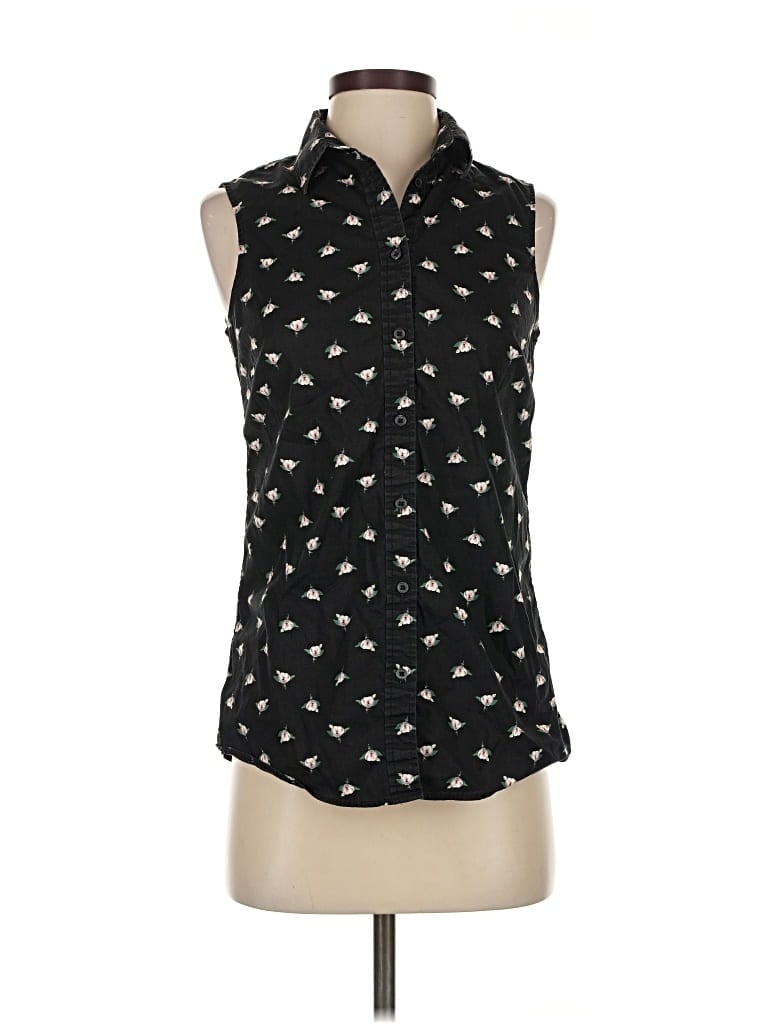 Pre-owned Banana Republic Sleeveless Button Down Shirt In Black