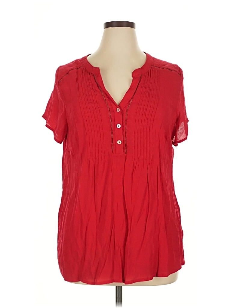 Pre-owned Westport Short Sleeve Blouse In Red