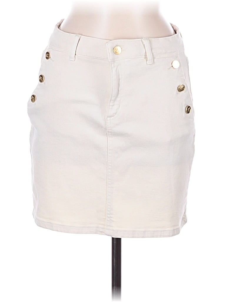 Pre-owned Michael Michael Kors Denim Skirt In White