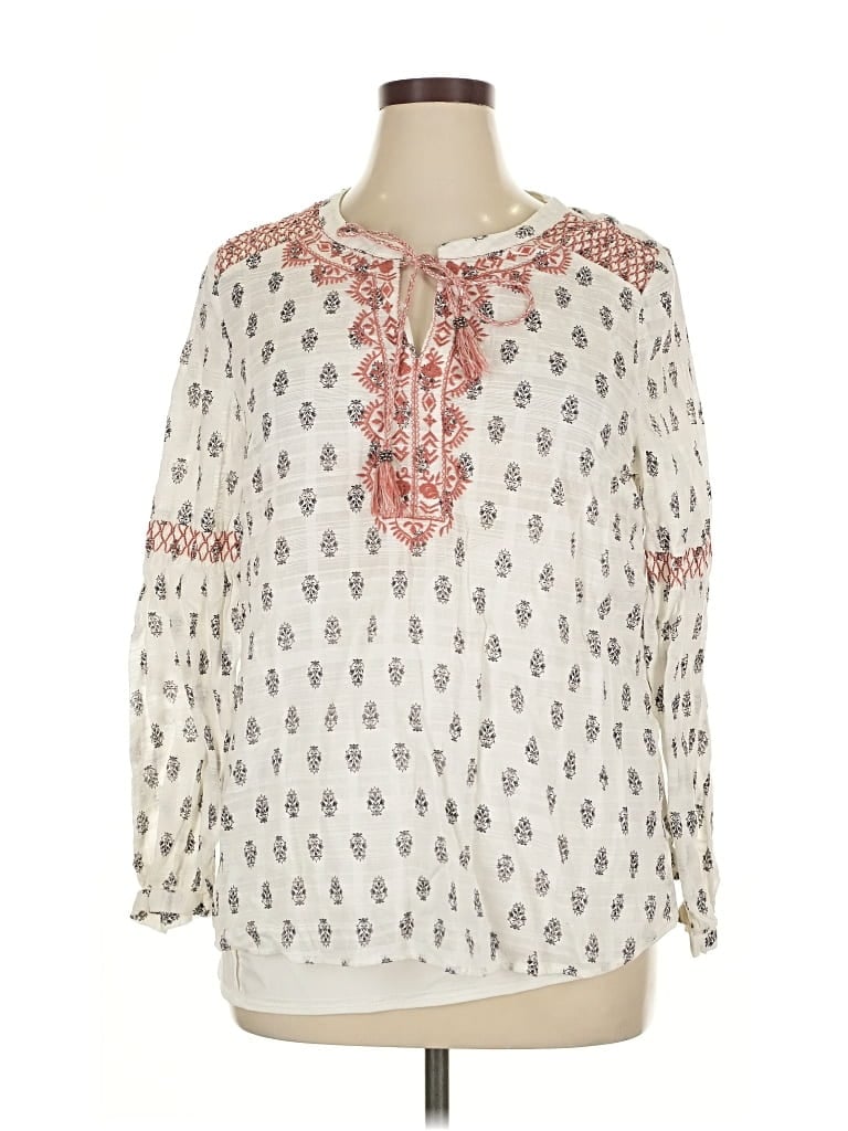 Pre-owned Daniel Rainn Long Sleeve Blouse In White