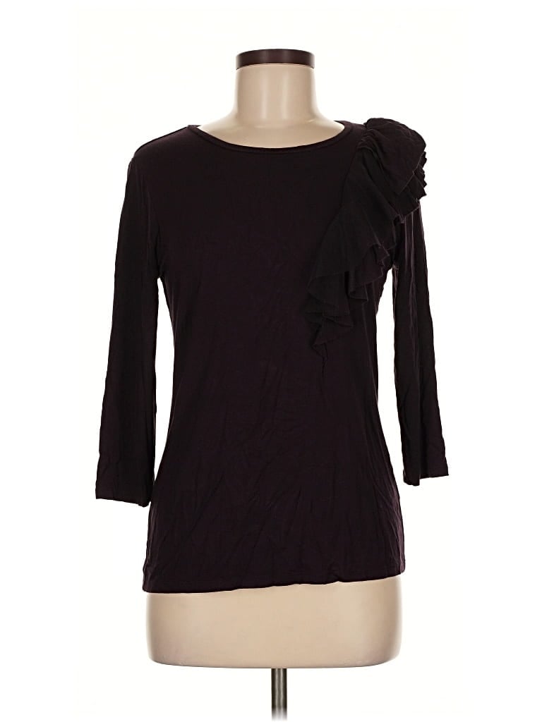 Pre-owned Adrienne Vittadini 3/4 Sleeve T-shirt In Black