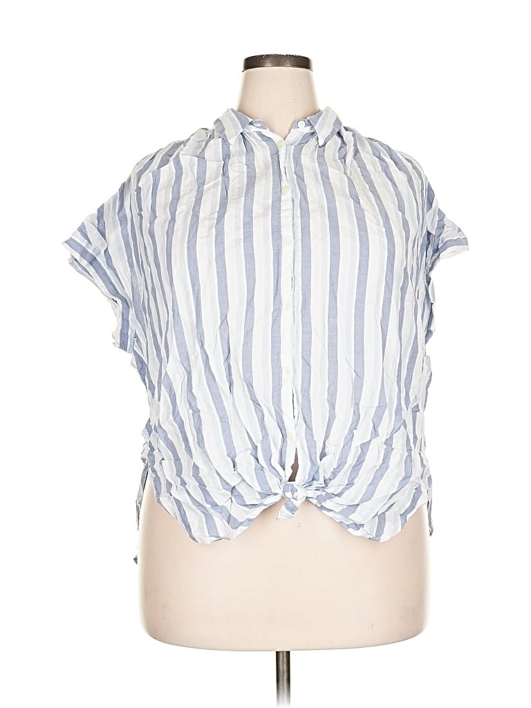 Pre-owned Madewell Short Sleeve Blouse In Blue