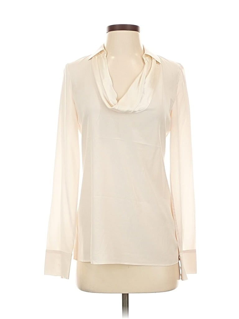 Pre-owned Ann Taylor Long Sleeve Blouse In White