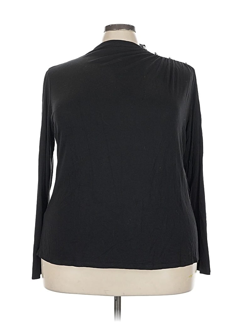 Pre-owned Lane Bryant Long Sleeve Blouse In Black