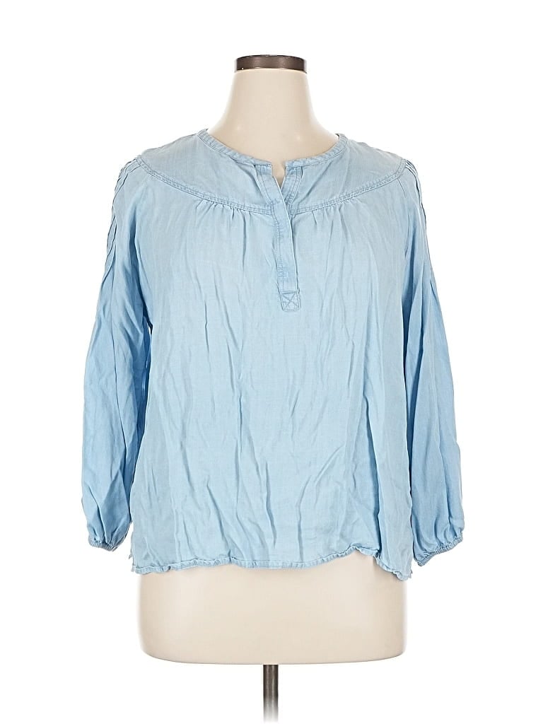 Pre-owned Caslon 3/4 Sleeve Blouse In Blue