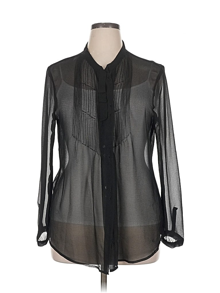 Pre-owned Gap Long Sleeve Blouse In Black