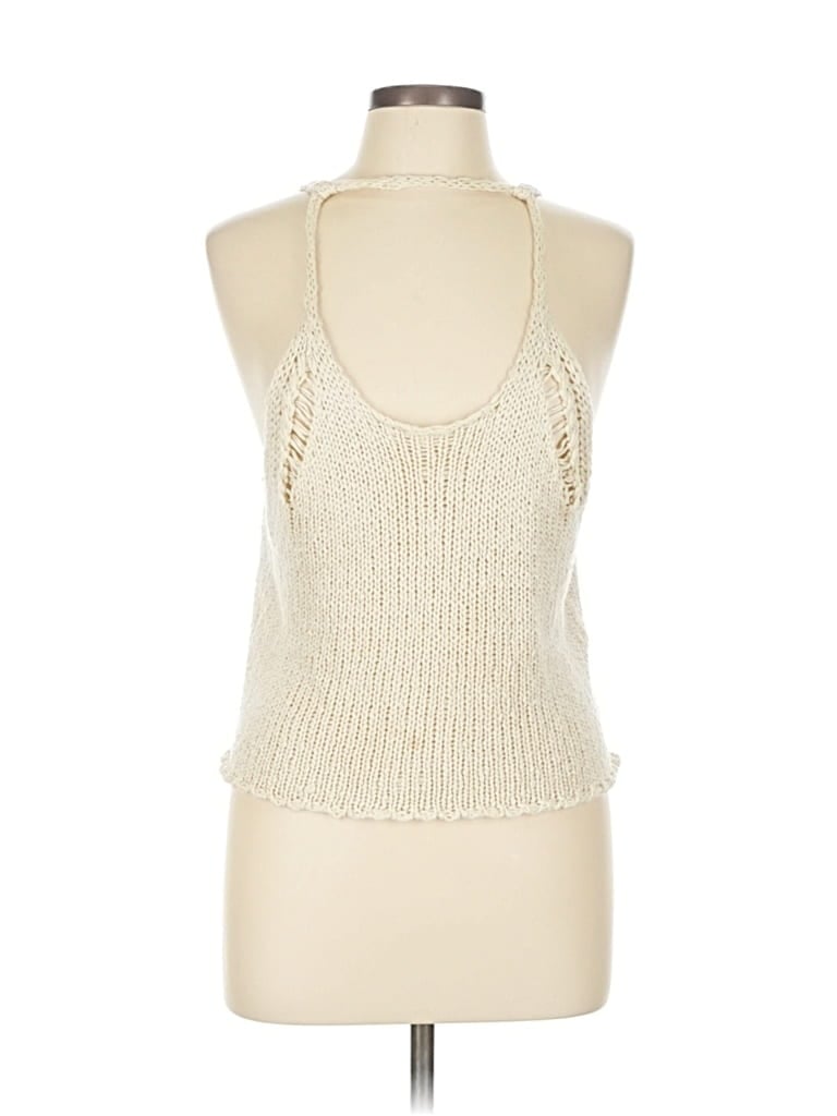 Pre-owned Astr Sleeveless Top Tan Halter Neckline Tops In Brown