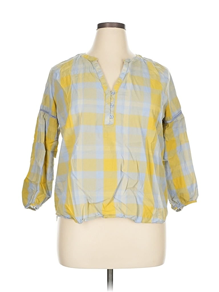 Pre-owned Prana 3/4 Sleeve Henley Shirt In Yellow
