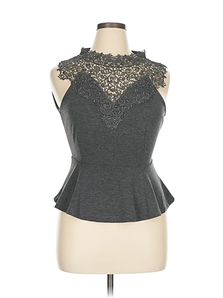 Pre-owned Iris Sleeveless Top Gray Halter Neckline Tops