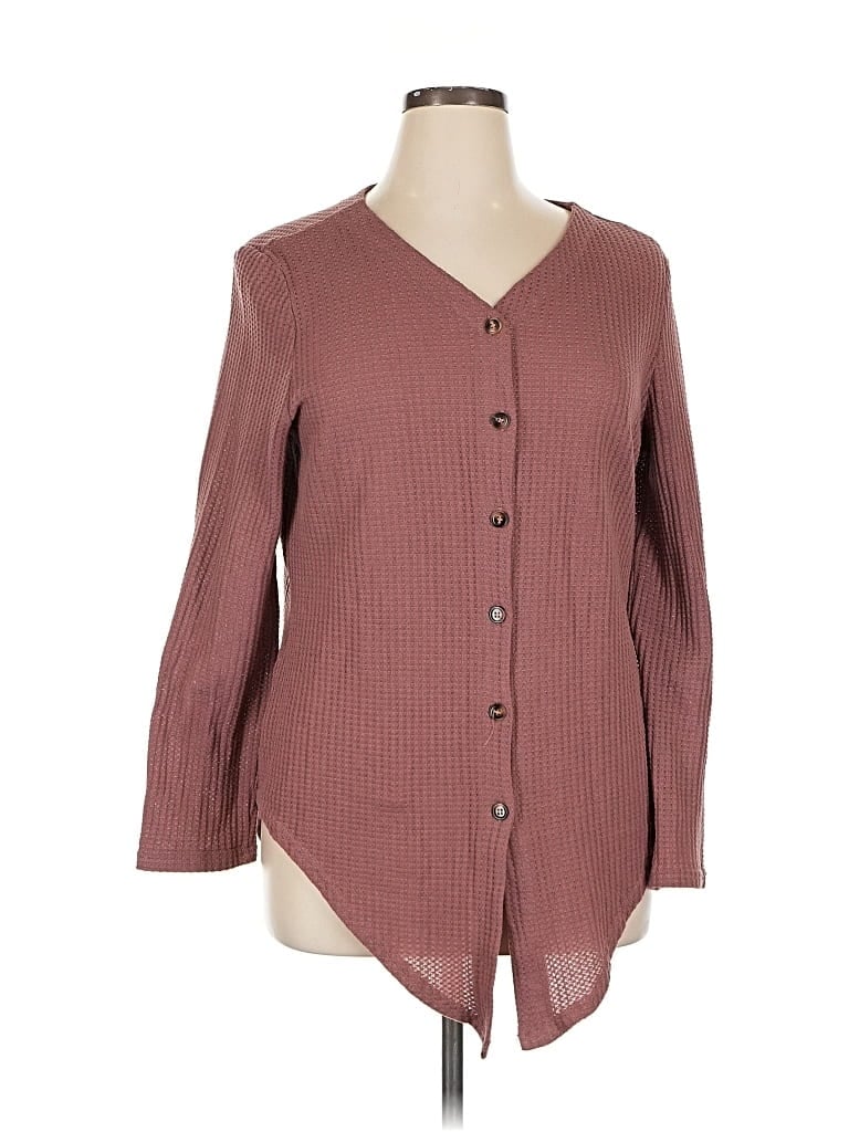 Pre-owned Assorted Brands Cardigan Sweater In Burgundy