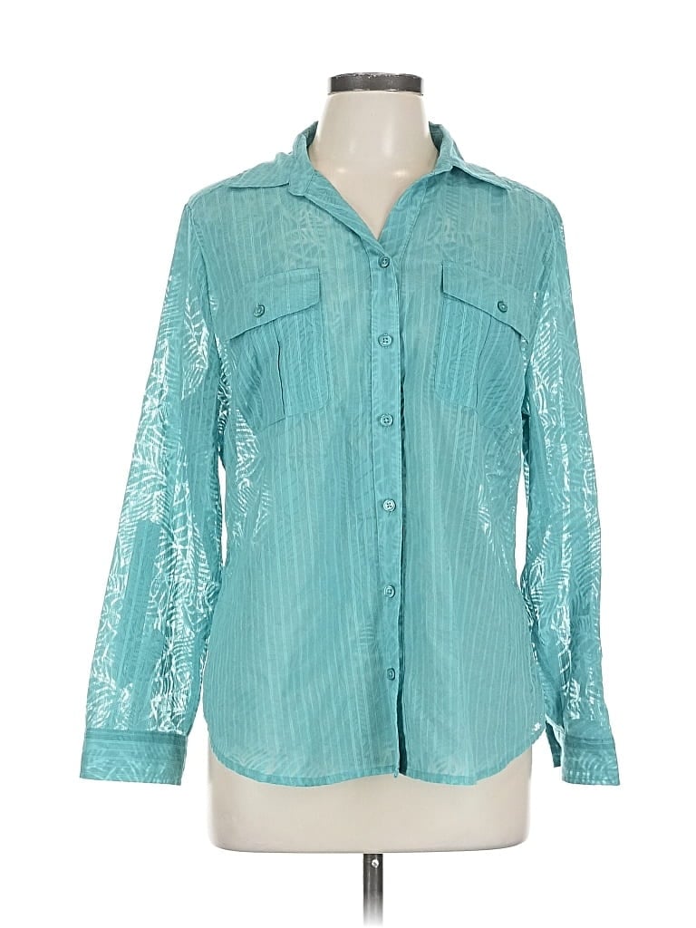 Pre-owned Chico's Long Sleeve Blouse In Blue