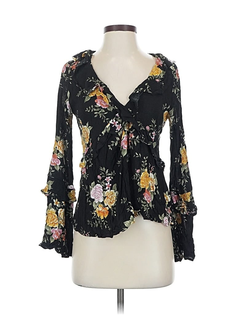 Pre-owned American Eagle Outfitters 3/4 Sleeve Blouse In Black