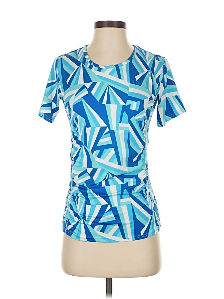 Pre-owned Lulu Short Sleeve Top Blue Square Neckline Tops