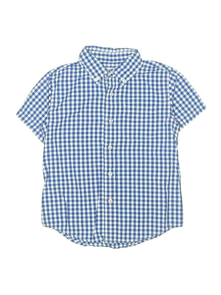 Pre-owned Crewcuts Kids' Short Sleeve Button Down Shirt In Blue