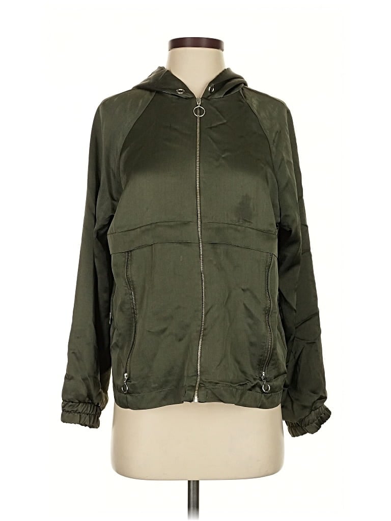 Pre-owned Zara Windbreaker Jacket In Green