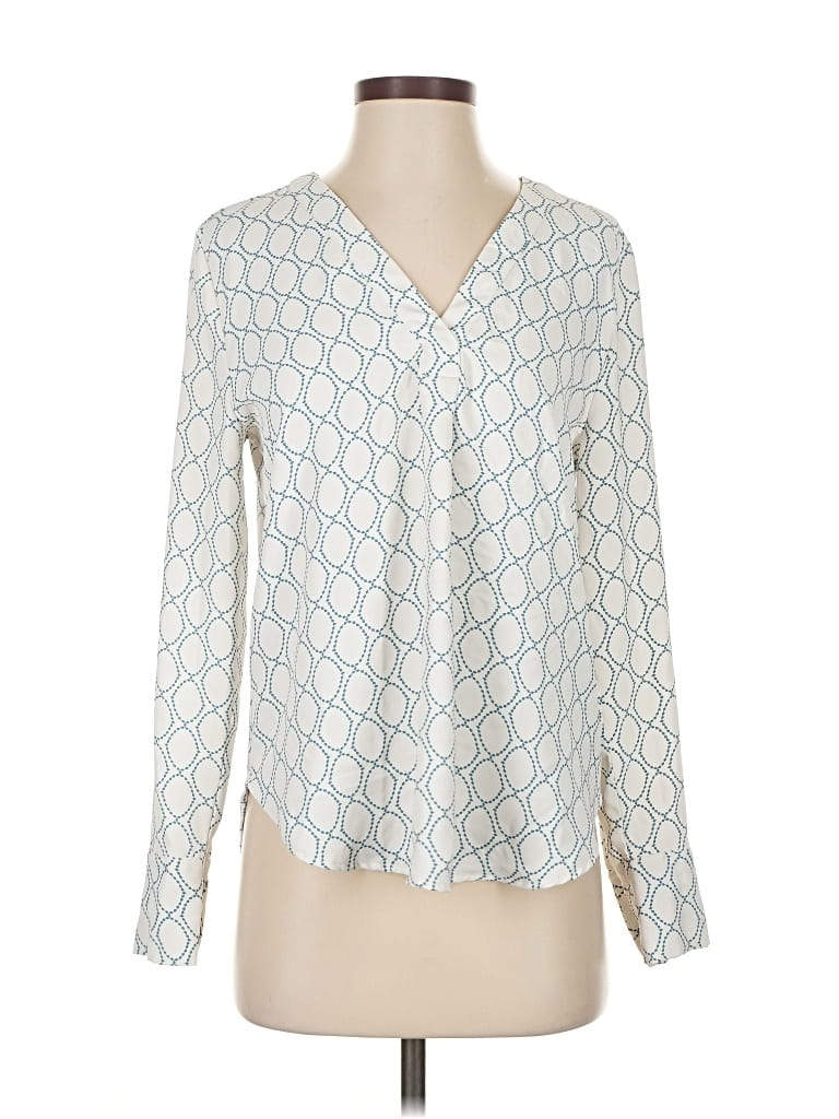 Pre-owned Ann Taylor Long Sleeve Blouse In White