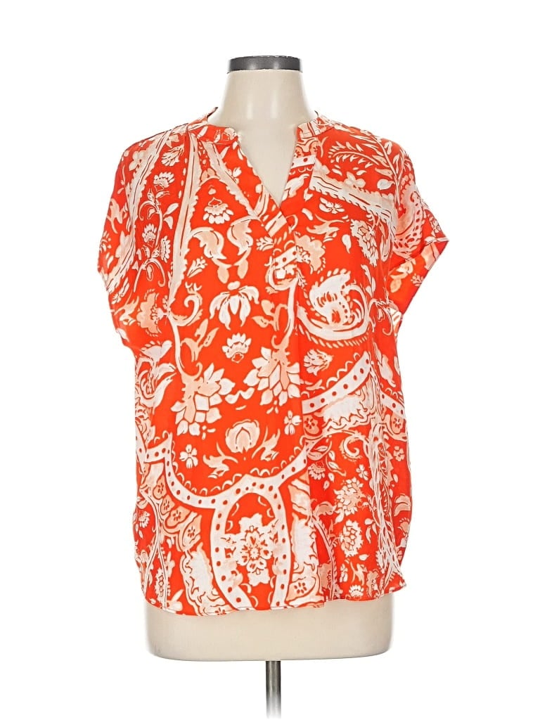 Pre-owned Rachel Rachel Roy Short Sleeve Blouse In Orange