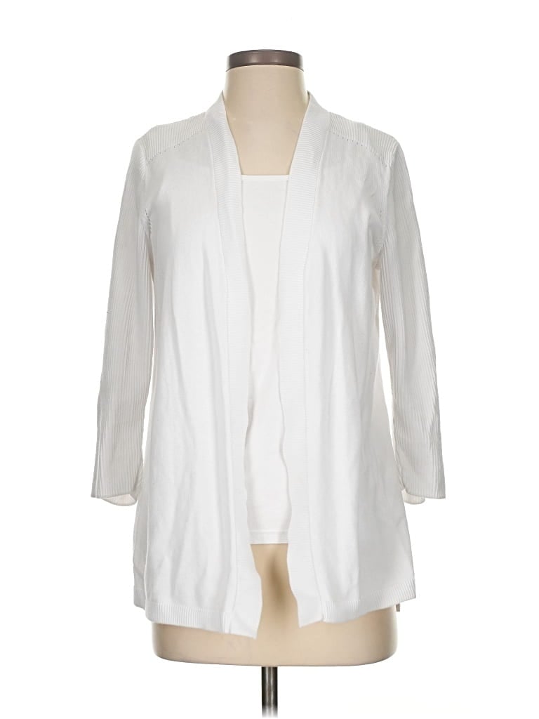 Pre-owned Talbots Cardigan Sweater In White
