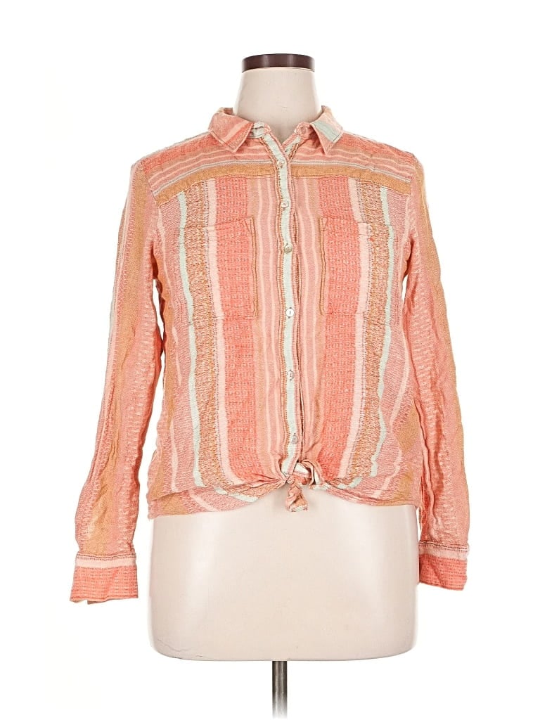 Pre-owned Maeve By Anthropologie Long Sleeve Blouse In Orange