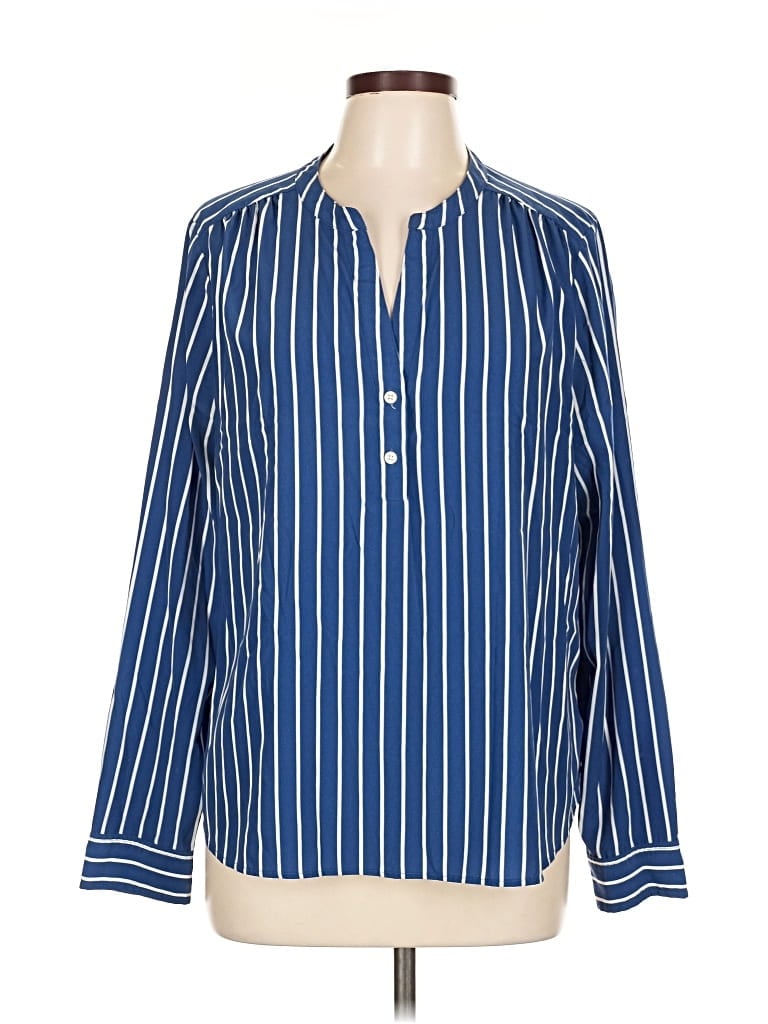 Pre-owned J.crew Factory Store Long Sleeve Henley Shirt In Blue