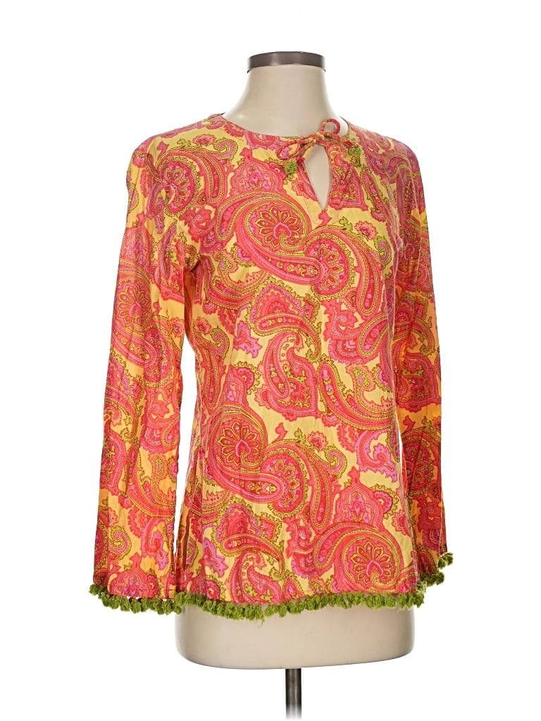 Pre-owned World Market 3/4 Sleeve Blouse In Orange