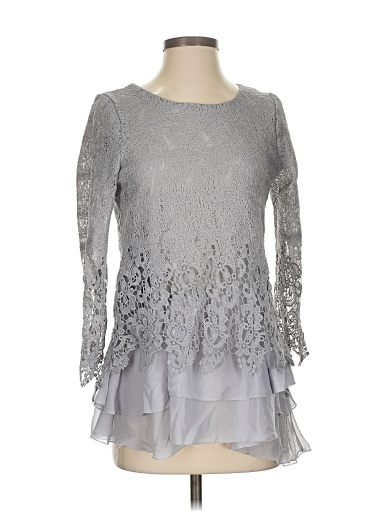 Pre-owned Unbranded Long Sleeve Blouse In Gray