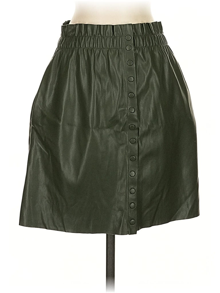 Pre-owned Zara Faux Leather Skirt In Green