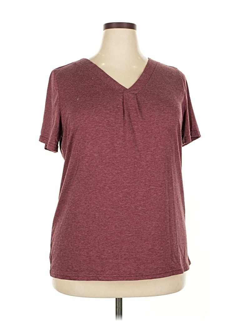 Pre-owned Assorted Brands Short Sleeve Henley Shirt In Burgundy